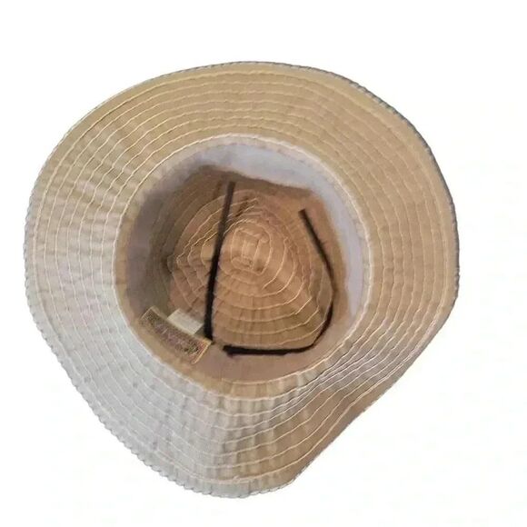 Scala Women's Tan & White Poly Striped Adjustable Sunhat - Picture 6 of 7